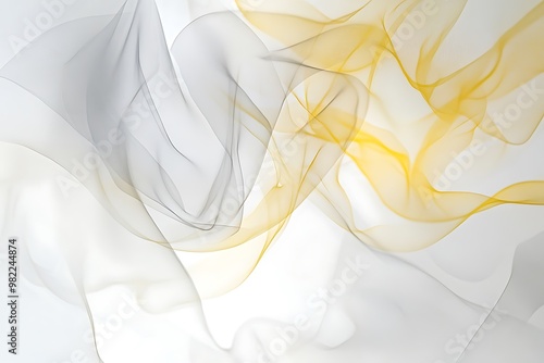 An elegant combination of pale yellow and soft gray merging on a white backdrop creating a subtle abstract design