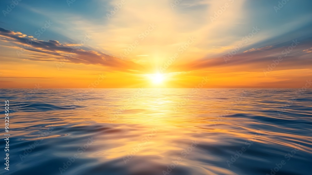 A stunning sunset reflecting on the tranquil ocean surface, showcasing vibrant colors and serene beauty of nature. A stunning sunset reflecting on the tranquil ocean surface, showcasing vibrant colors and serene beauty of nature.