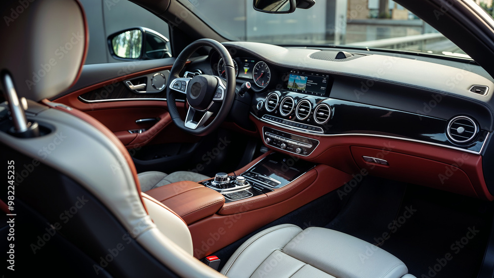 Fototapeta premium Modern luxury car interior details