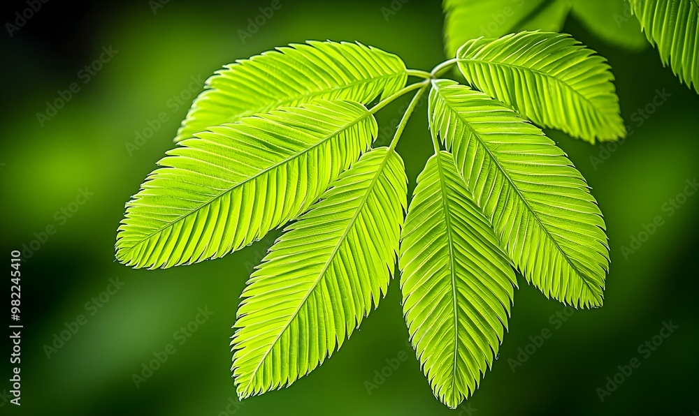 Fresh Green Leaves Against Blurred Background Fresh Green Leaves Against Blurred Background