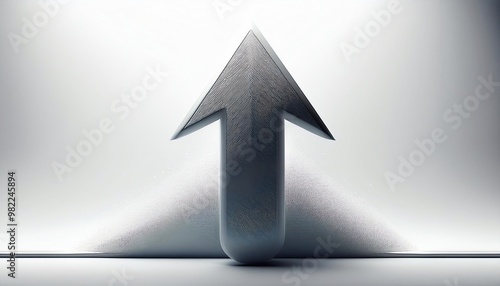 A stylized arrow points upward, surrounded by a textured background, symbolizing growth and progress. photo