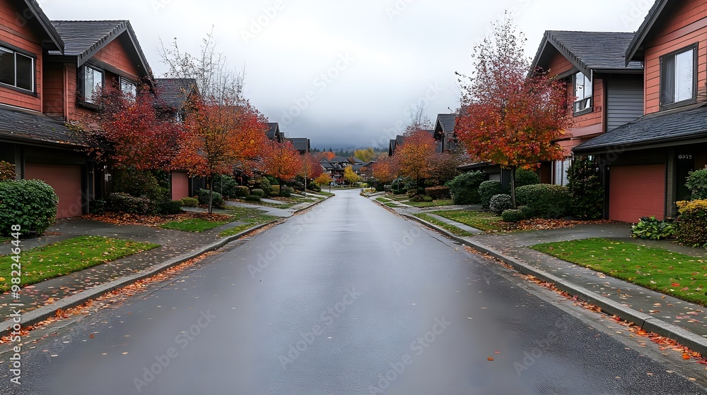 A tranquil suburban street captured in autumn, featuring colorful foliage, serene homes, and a peaceful atmosphere. A tranquil suburban street captured in autumn, featuring colorful foliage, serene homes, and a peaceful atmosphere.
