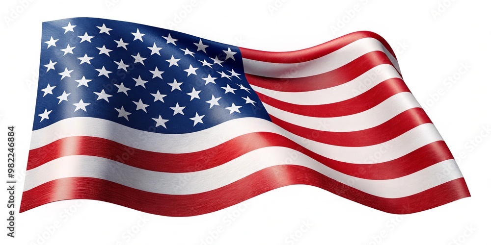 Obraz premium american flag waving isolated on white
