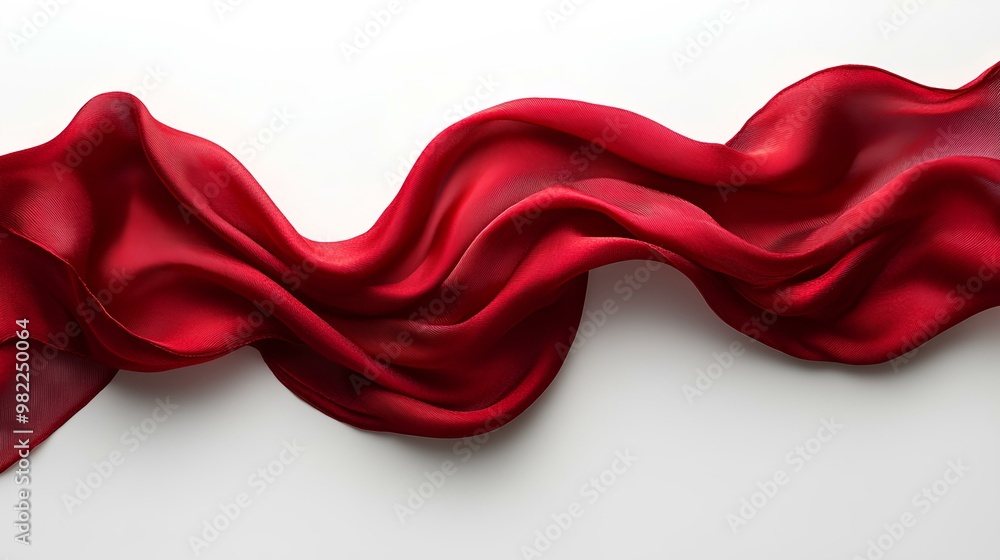 Red silk string top view, flat lay on white background. Elegant silk thread for crafting or gift wrapping, smooth texture. Minimalist design with red string in flat lay style, isolated on white BG Red silk string top view, flat lay on white background. Elegant silk thread for crafting or gift wrapping, smooth texture. Minimalist design with red string in flat lay style, isolated on white BG