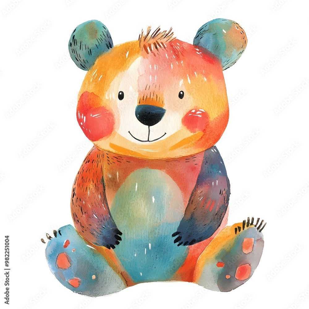 Naklejka premium Watercolor Cute Bear Illustration