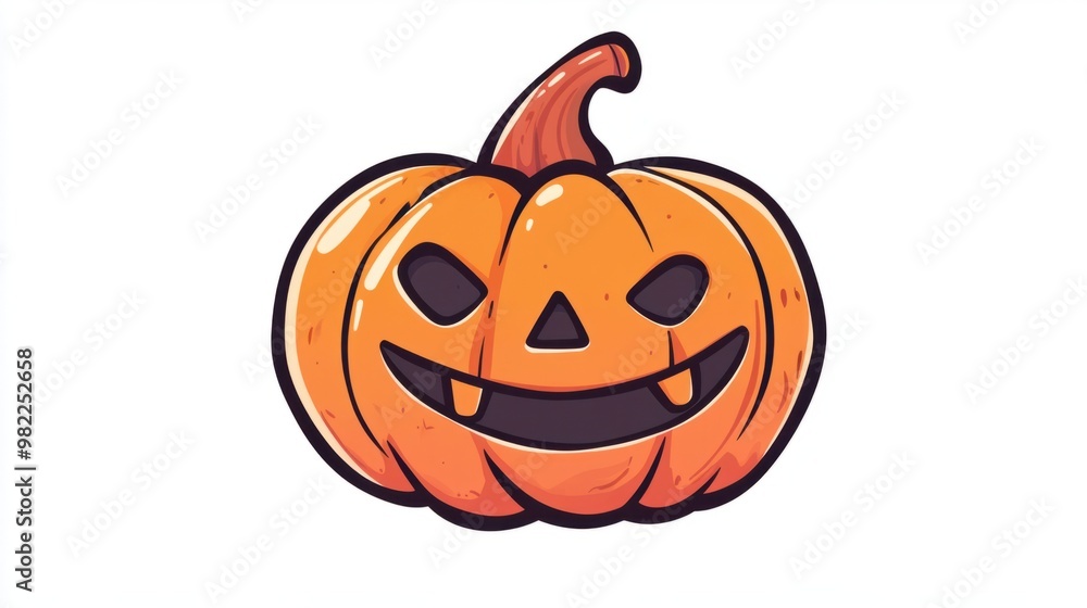 A spooky yet sweet pumpkin-shaped candy cartoon with a cute expression, isolated on a white background. A spooky yet sweet pumpkin-shaped candy cartoon with a cute expression, isolated on a white background.