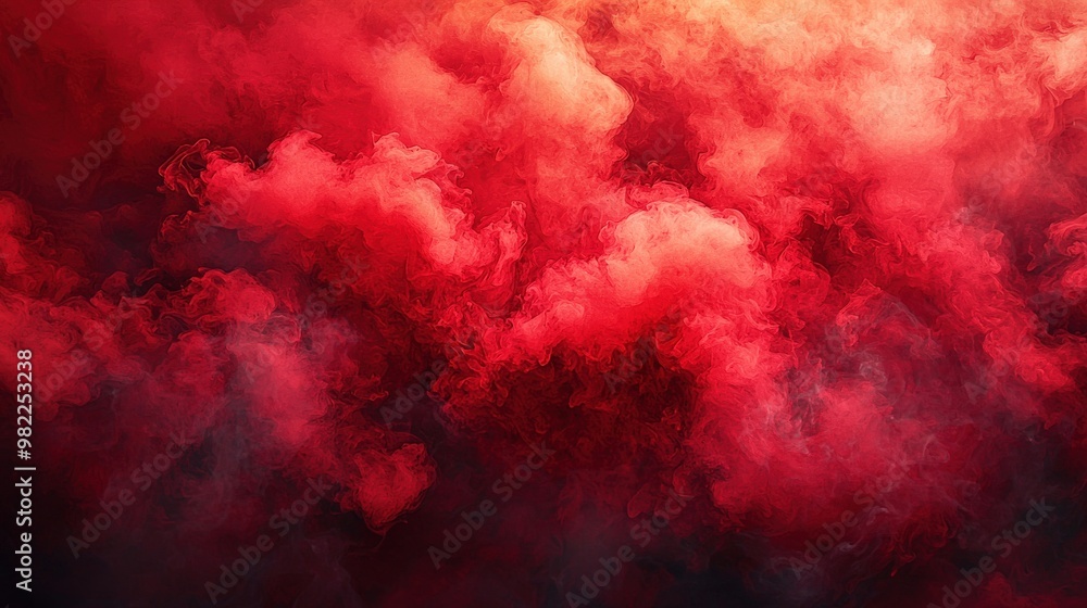Fototapeta premium A vivid red smoke texture background, where thick, billowing clouds of scarlet and crimson blend seamlessly, creating a powerful and dynamic visual with a sense of fluidity and depth that draws the