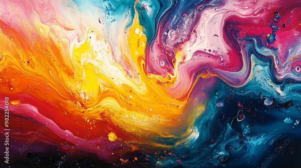 Abstract Painting with Swirling Colors and Specks Abstract Painting with Swirling Colors and Specks