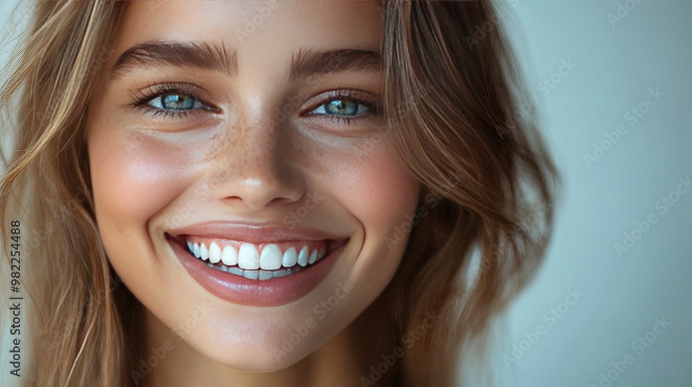 Close-up Portrait of a Smiling Woman with Blonde Hair and Blue Eyes Close-up Portrait of a Smiling Woman with Blonde Hair and Blue Eyes