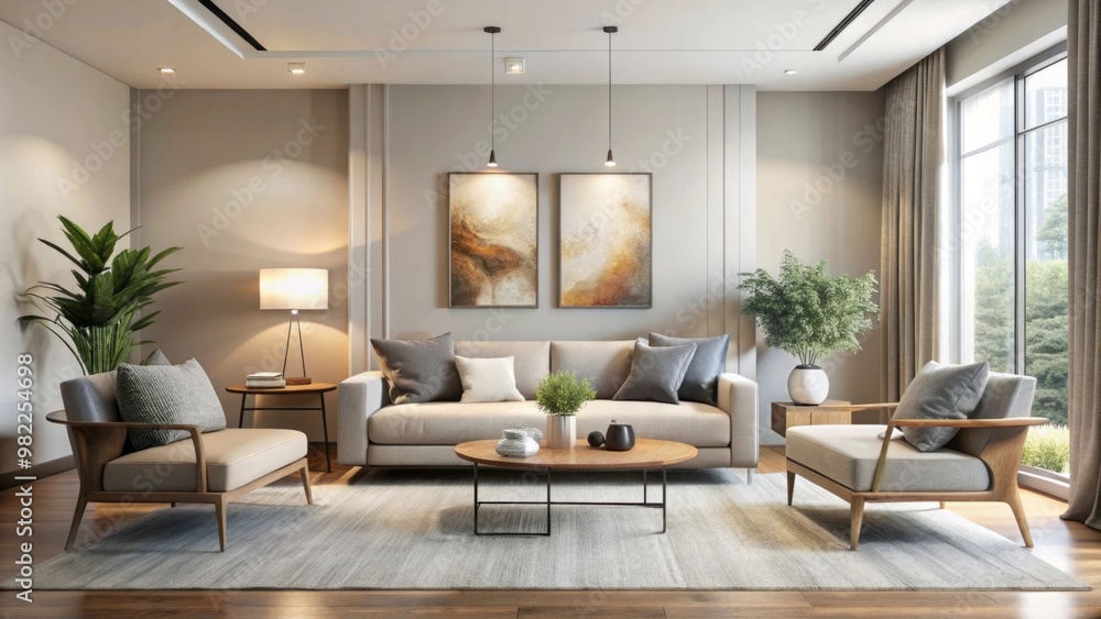 Fototapeta premium minimalist living room with a sophisticated, beautiful design.