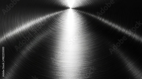 Close-up of a Black Metal Surface with Circular Grooves and a Central Light Source