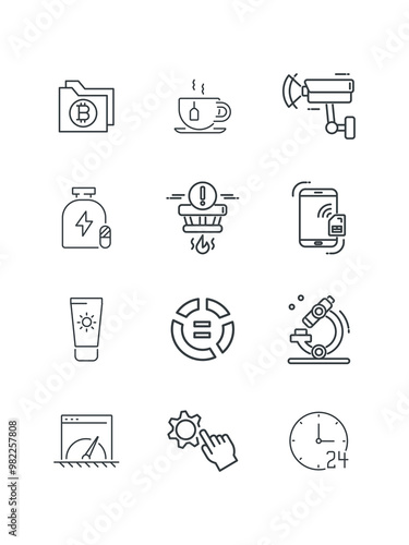 Operate, Pin ab, Ppc, Recycle, Research, icon, set of icons for web design, vector illustration
