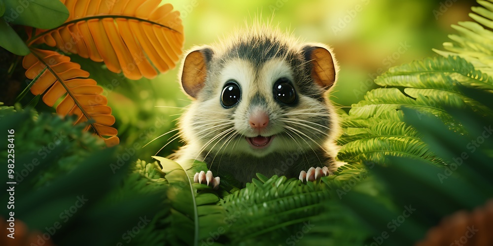 Cute hamster on green background. 3d illustration. Copy space. Cute hamster on green background. 3d illustration. Copy space.