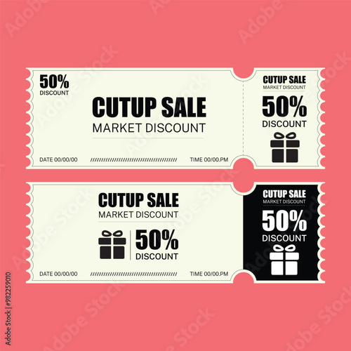 cutup voucher 50 off with red background