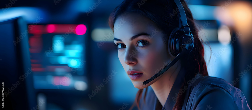 Call Operator Attending Calls in Office Call Operator Attending Calls in Office
