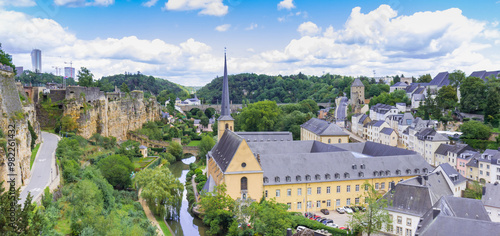 Panoramic view of the historic Neumunster Abbey of Luxembourg city photo