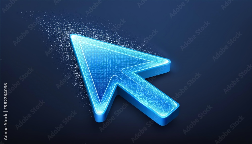 A glowing blue cursor arrow against a dark background, symbolizing digital navigation and technology. A glowing blue cursor arrow against a dark background, symbolizing digital navigation and technology.