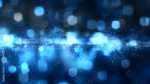Wallpaper Mural Abstract Digital Background with Blue Bokeh Lights and Binary Code Torontodigital.ca