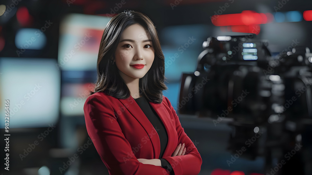 Anchor person Getting ready for Presenting headlines Anchor person Getting ready for Presenting headlines