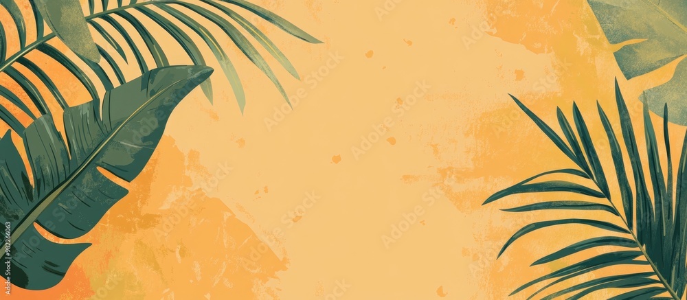 Naklejka premium Tropical Leaves With Realistic Gold Metallic Textures