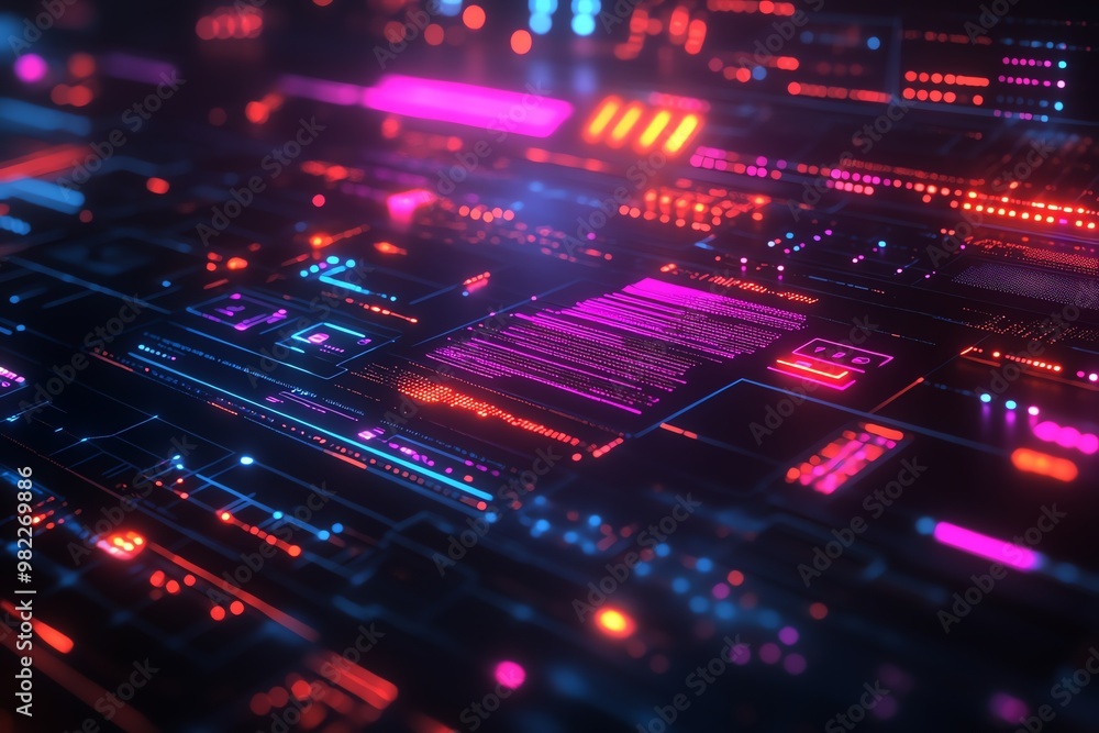 Futuristic digital interface with glowing lines and data. Futuristic digital interface with glowing lines and data.