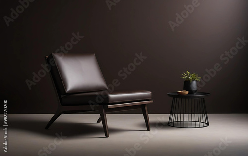 Modern Furniture on Solid Color Background - Minimalist Design. AI genarative  photo