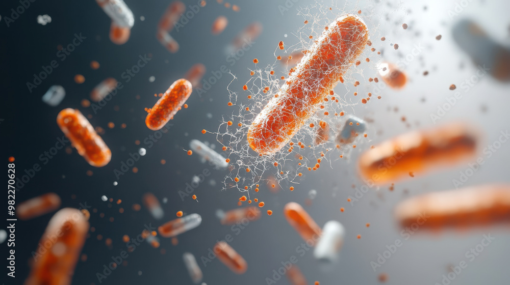 © Chaiwit - Bacteria developing resistance to antibiotics are depicted in this striking image, showcasing their complex structures and interactions in dynamic environment