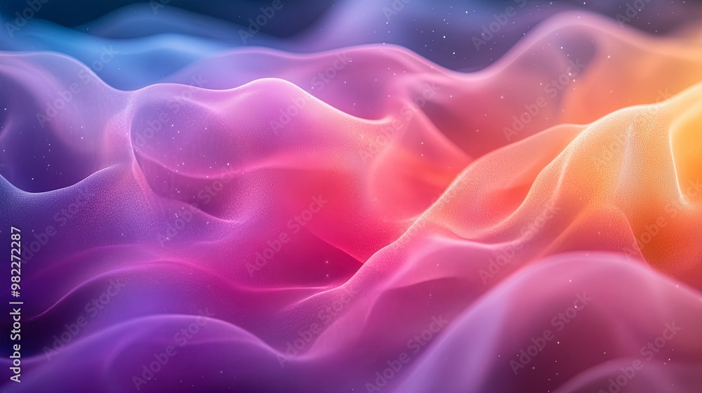 Obraz premium Abstract Wavy Pattern with Gradient Colors and Shimmering Lights