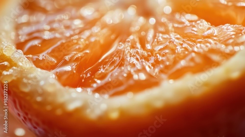 Close-up of Orange Slice with Juicy Pulp photo