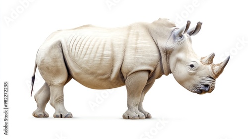 White Rhino Isolated on White Background