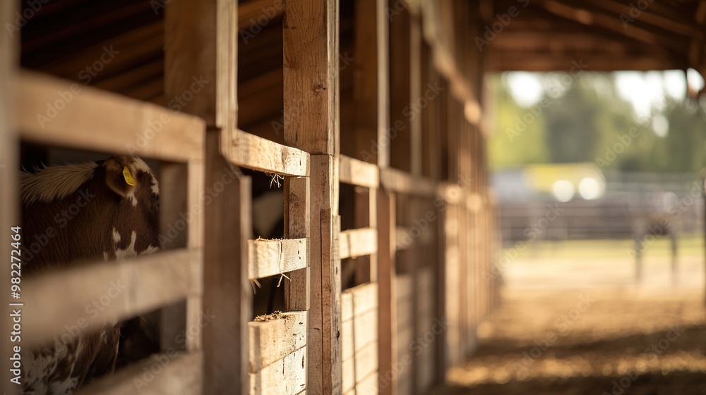 Obraz premium Calf in a Wooden Stall