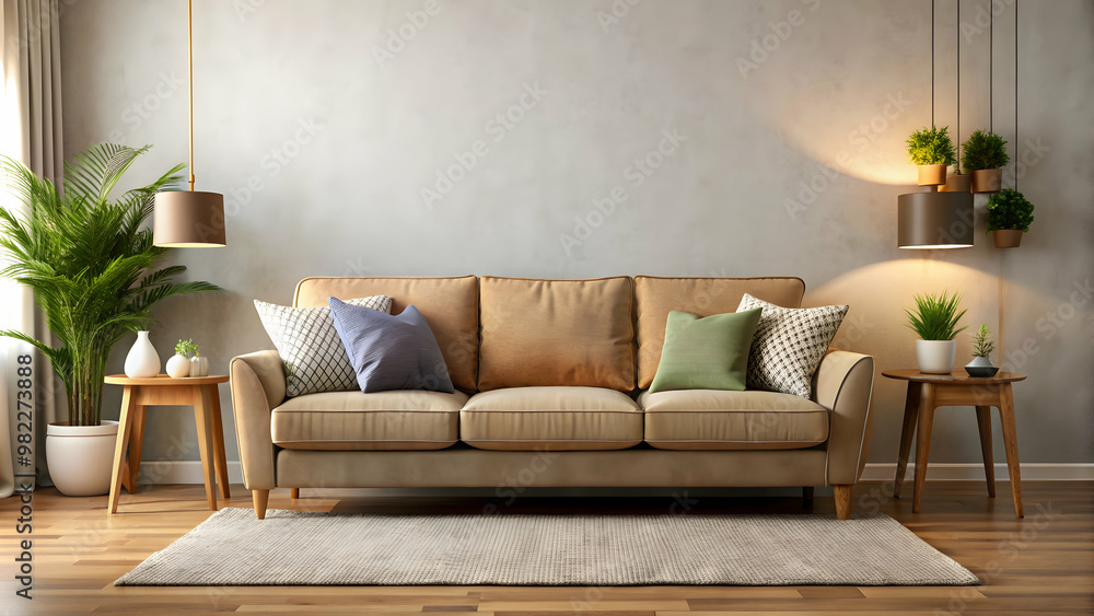 Comfortable couch in a cozy living room setting, home, furniture, interior, design, relaxation, comfort, sofa, cushion, couch, cozy Comfortable couch in a cozy living room setting, home, furniture, interior, design, relaxation, comfort, sofa, cushion, couch, cozy