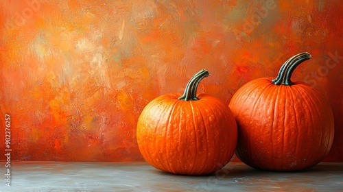 Vibrant orange pumpkins evoke the spirit of Thanksgiving and Halloween, perfect for seasonal decorations, invitations, and festive events. With copy space.