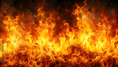 Intense flames of hellfire engulfing the surroundings, inferno, fiery, blazing, heat, infernal, flames, burning