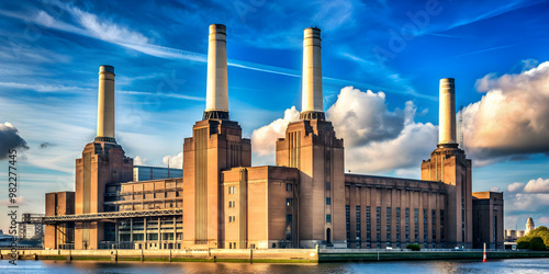 Iconic London landmark with four towering smokestacks, Battersea, power station, iconic, landmark, London photo