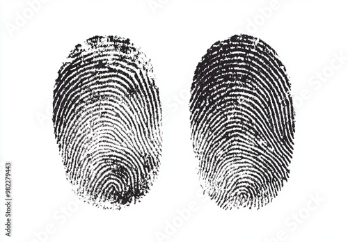 Close-up of two fingerprints in black and white representing authentication and uniqueness
