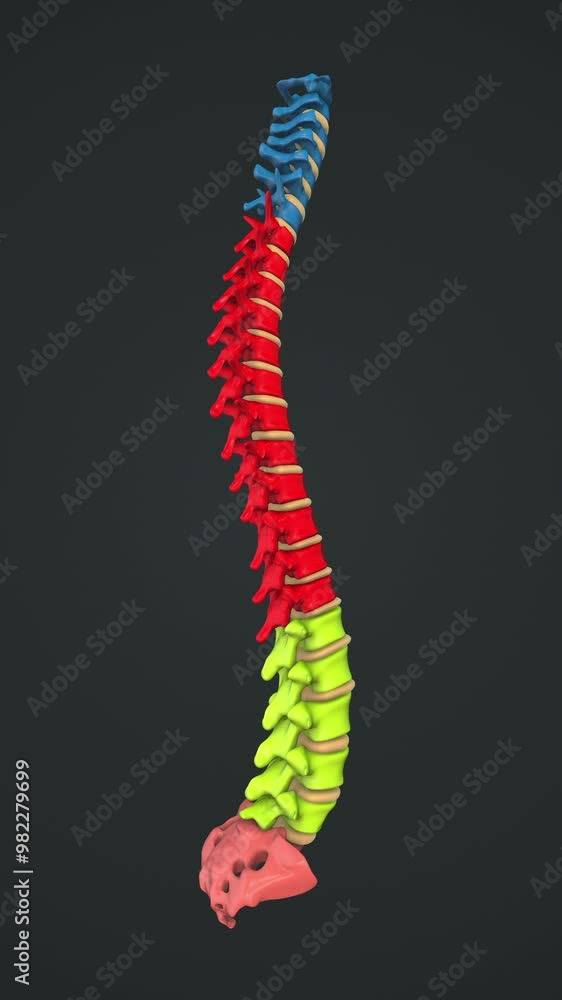 Anatomy of the Human Spine with Each Vertebra Highlighted Anatomy of the Human Spine with Each Vertebra Highlighted