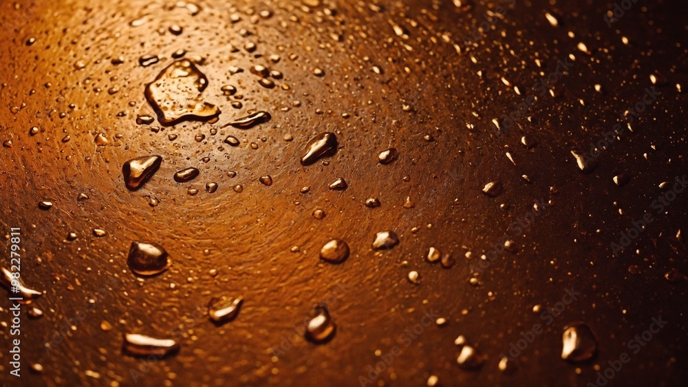 Water droplets on brown surface Water droplets on brown surface