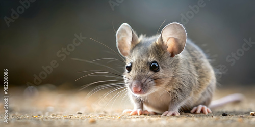 Close-up of a small grey mouse , rodent, animal, pet, cute, furry, wild, mammal, nature, wildlife, pest, tail, ears, eyes