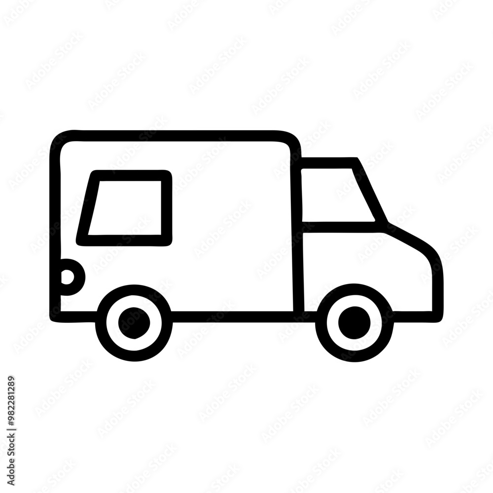 Delivery Truck Outline Icon, Simple Black and White Vehicle Symbol Delivery Truck Outline Icon, Simple Black and White Vehicle Symbol
