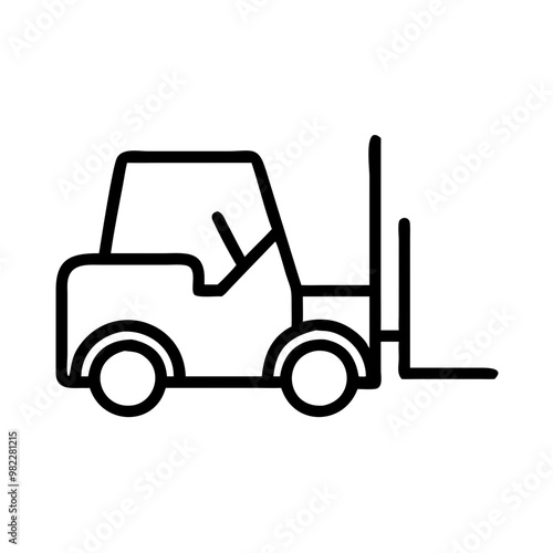 Forklift line icon isolated on transparent background