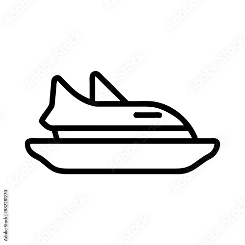 Water Scooter Outline Icon, Black and White Jet Ski Symbol