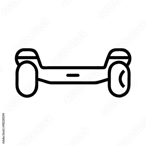 Self-Balancing Hoverboard Outline Icon, Black and White Minimalist Design