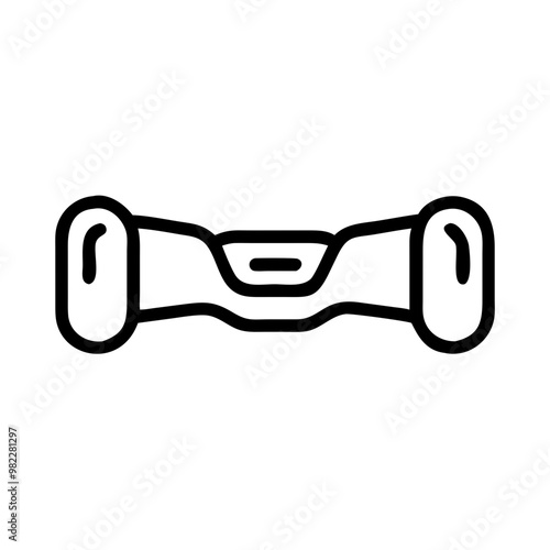 Hoverboard Outline Icon, Minimalist Black and White Design