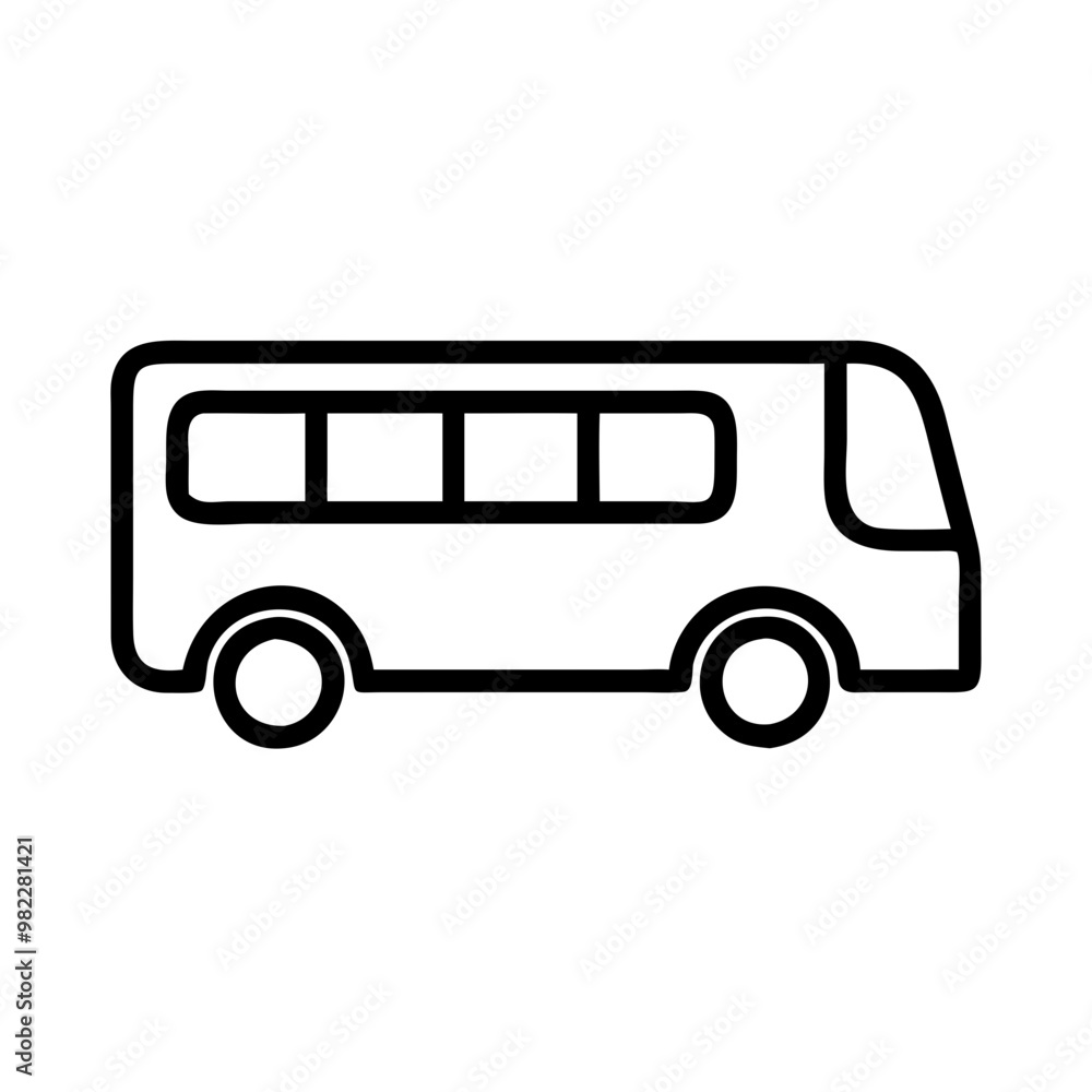 Minimalist Black Line Bus Icon in Public Transportation Concept Minimalist Black Line Bus Icon in Public Transportation Concept