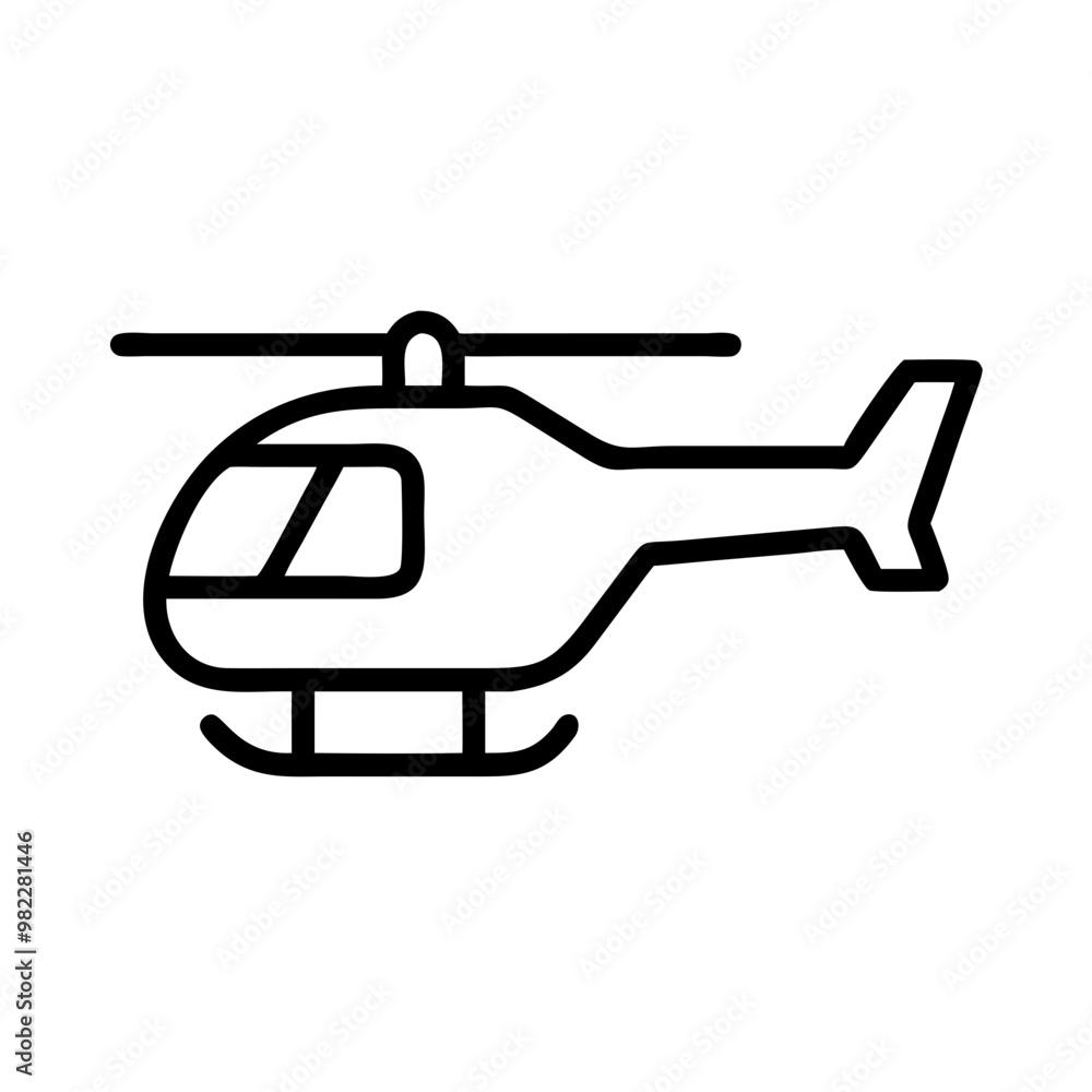 Minimalist Black Line Helicopter Icon in Aviation Concept Minimalist Black Line Helicopter Icon in Aviation Concept