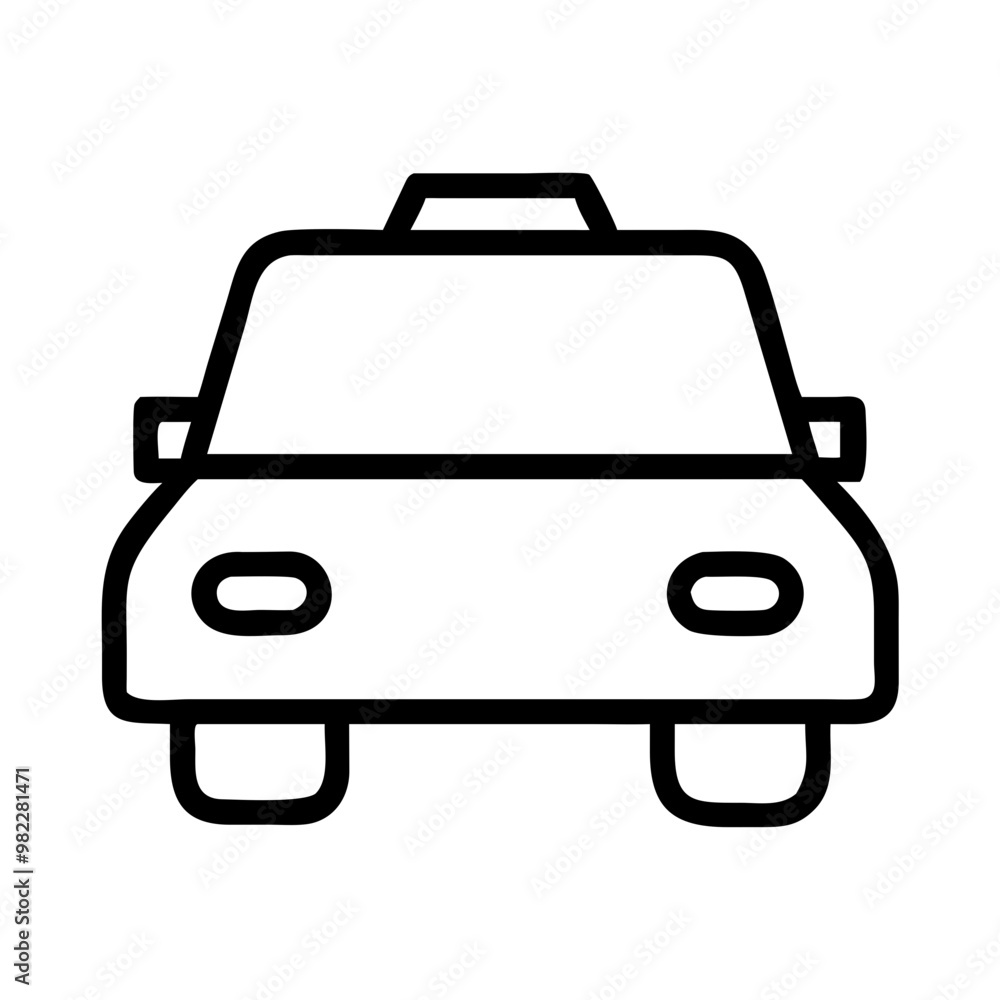 Minimalist Black Line Taxi Icon from Front View in Transportation Concept Minimalist Black Line Taxi Icon from Front View in Transportation Concept
