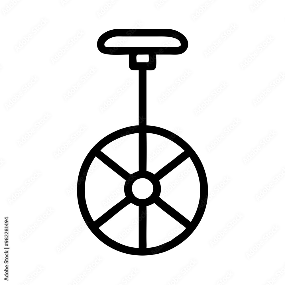 Minimalist Black Line Unicycle Icon in Transportation Concept Minimalist Black Line Unicycle Icon in Transportation Concept