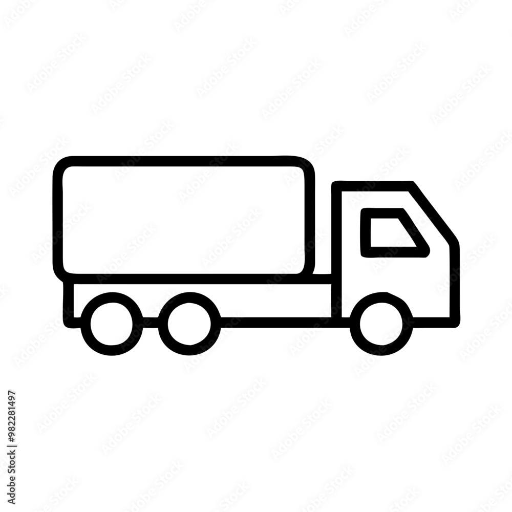 Minimalist Black Line Cargo Truck Icon in Transportation Concept Minimalist Black Line Cargo Truck Icon in Transportation Concept