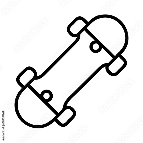 Minimalist Black Line Skateboard Icon in Sports and Recreation Concept